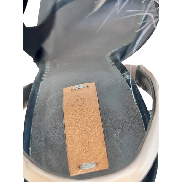 Reed Krakoff Black Mesh & Silver Leather Heels W/ Feathers Size 6.5 EU Size 37.5 - Picture 14 of 15